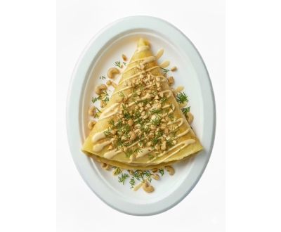 Солёный блин с курицей и грибами